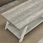 Contemporary 3-Piece Wood Shelf Coffee Table Set