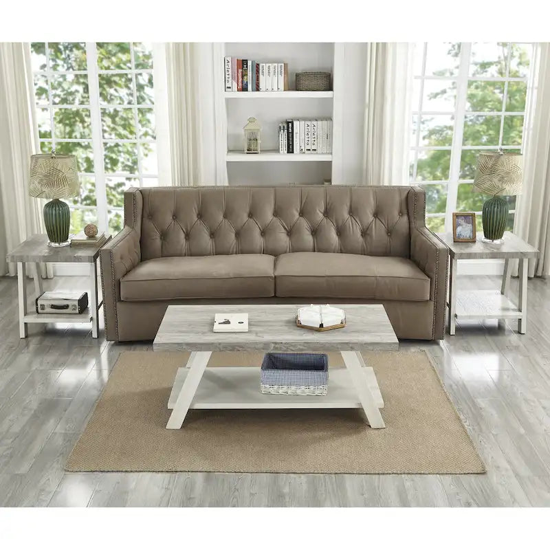 Contemporary 3-Piece Wood Shelf Coffee Table Set