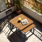 Square Nesting Coffee Table Set of 2 Wood Metal Stacking Side Table - 22x22x18