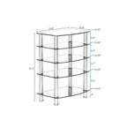 5-Tier Tempered Glass Side Table Stainless Steel Frame End Table for Living Room, Bedroom, Black