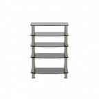 5-Tier Tempered Glass Side Table Stainless Steel Frame End Table for Living Room, Bedroom, Black