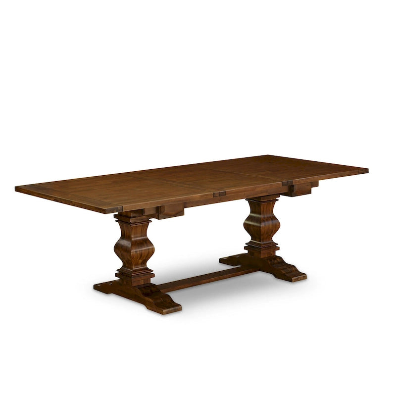 East West Furniture 11 Piece Dining Table Set- a Wooden Table and 10 Linen Fabric Upholstered Chairs(Finish Options)