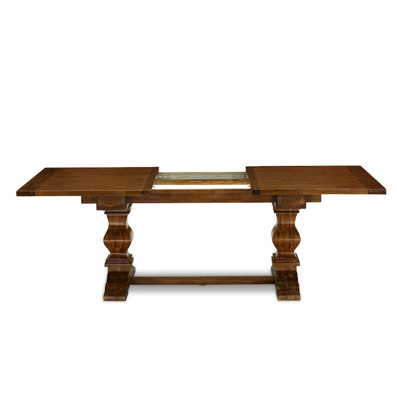 East West Furniture 11 Piece Dining Table Set- a Wooden Table and 10 Linen Fabric Upholstered Chairs(Finish Options)