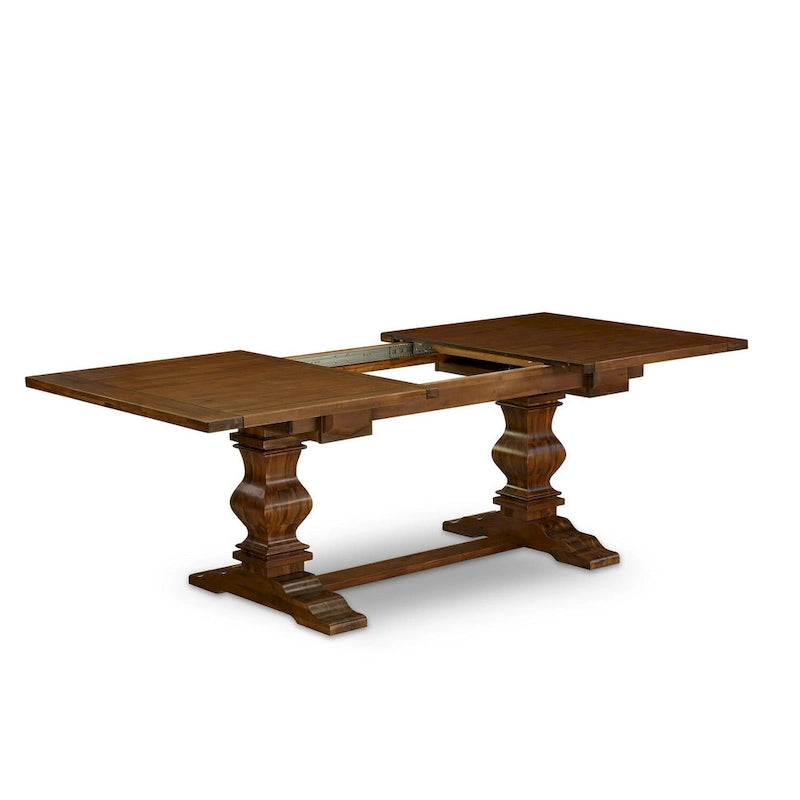 East West Furniture 11 Piece Dining Table Set- a Wooden Table and 10 Linen Fabric Upholstered Chairs(Finish Options)