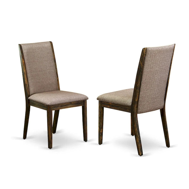 East West Furniture 11 Piece Dining Table Set- a Wooden Table and 10 Linen Fabric Upholstered Chairs(Finish Options)
