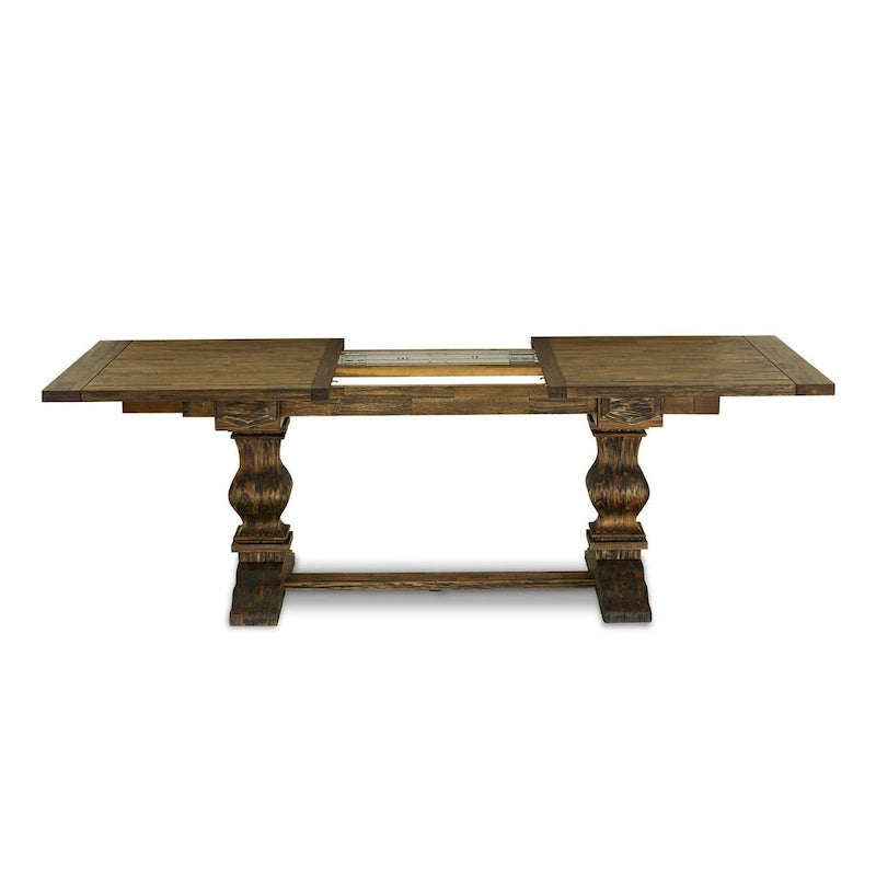 East West Furniture 11 Piece Dining Table Set- a Wooden Table and 10 Linen Fabric Upholstered Chairs(Finish Options)