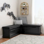 Josie Black Backless Wooden Nook with Cushion Set