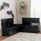 Josie Black Backless Wooden Nook with Cushion Set