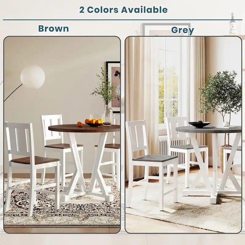 Rustic Farmhouse 5-Piece Counter Height Dining Table Set