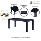 Manhattan Comfort Rockaway Modern 70.86 Solid Wood Dining Table