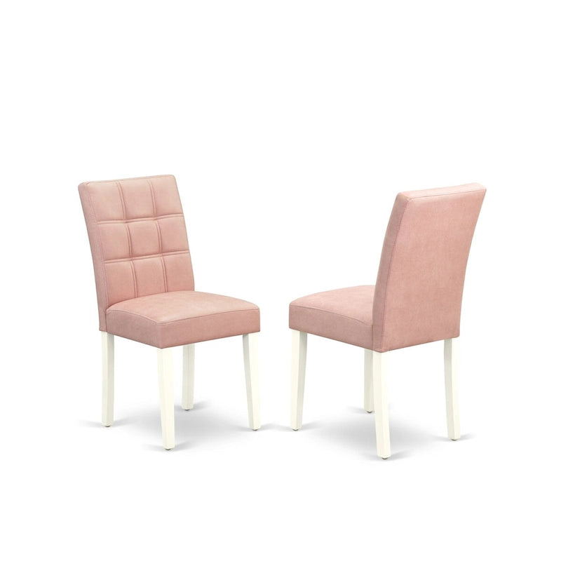 East West Furniture Dining Table Set Contains a Round Dining Table and Chairs, Linen White (Pieces Options)