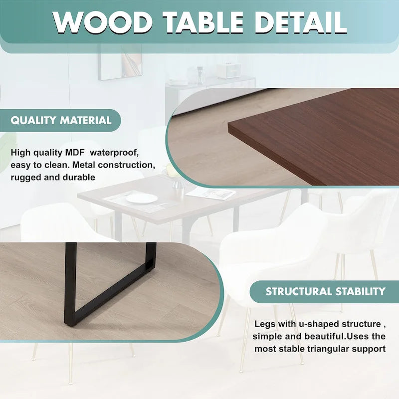AVAWING Wood Dining Table