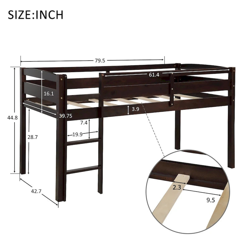 Wood Loft Bed Low Loft Beds with Ladder