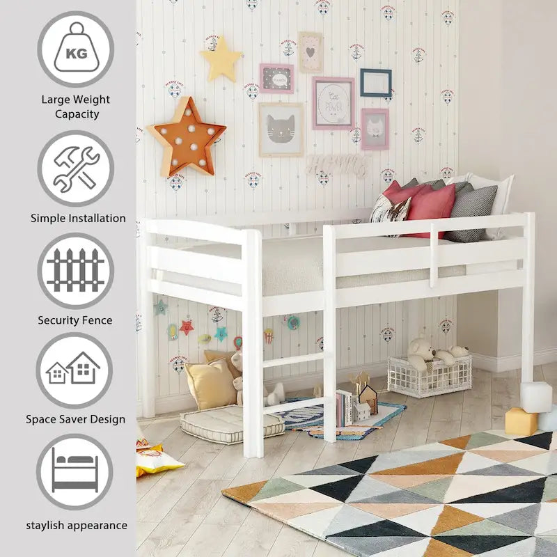 Wood Loft Bed Low Loft Beds with Ladder