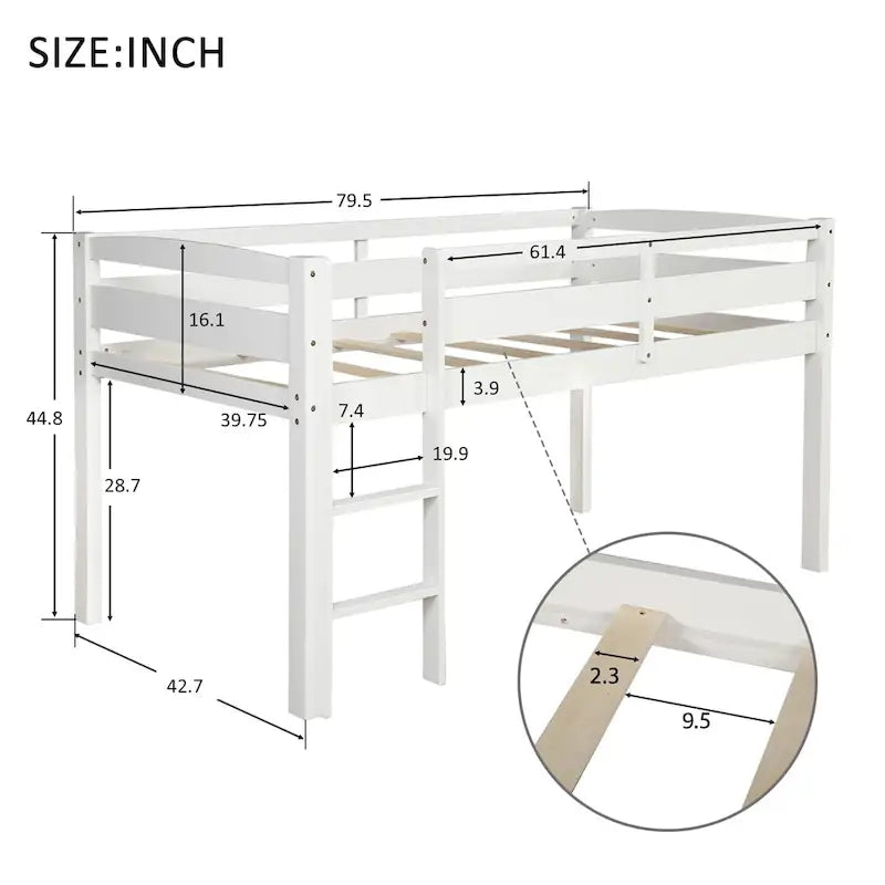 Wood Loft Bed Low Loft Beds with Ladder