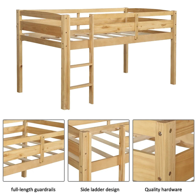 Wood Loft Bed Low Loft Beds with Ladder