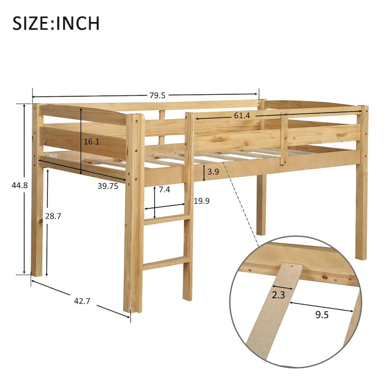 Wood Loft Bed Low Loft Beds with Ladder