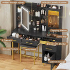 Makeup Vanity Set with Hidden Storage Space and Jewelry Cabinet