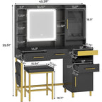 Makeup Vanity Set with Hidden Storage Space and Jewelry Cabinet