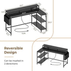 L Shaped Gaming Desk with LED Lights