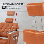 PVC Leather Reclining Salon Chair with Adjustable Headrest