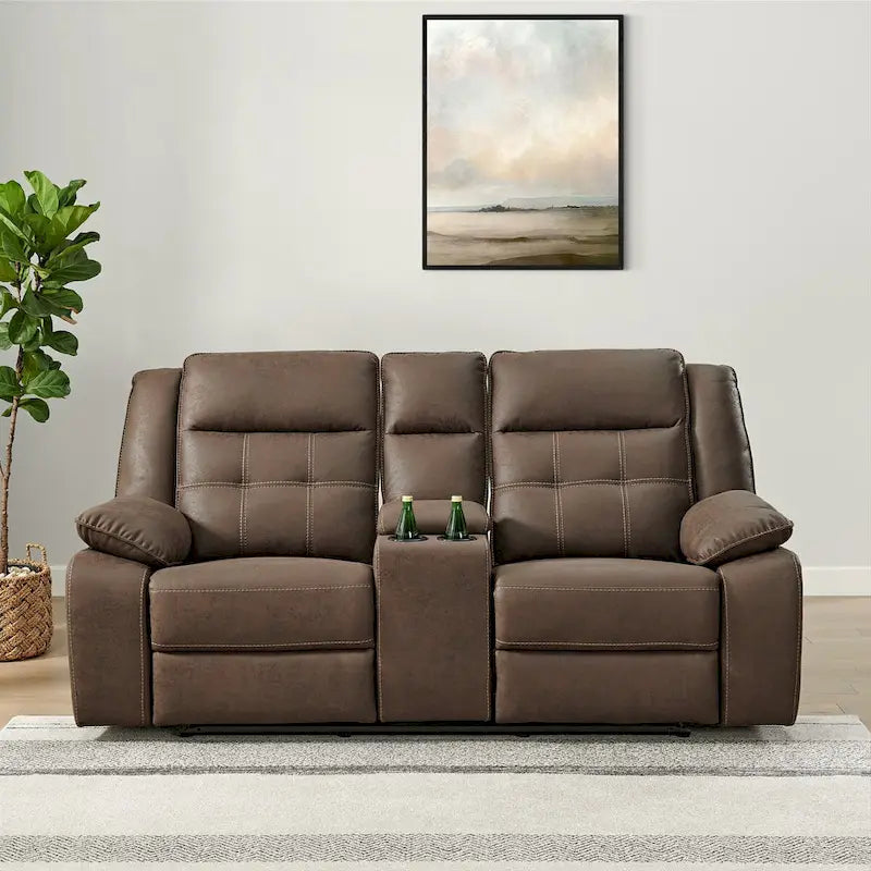 Lesley 2-Piece Living Room Reclining Set, Brown