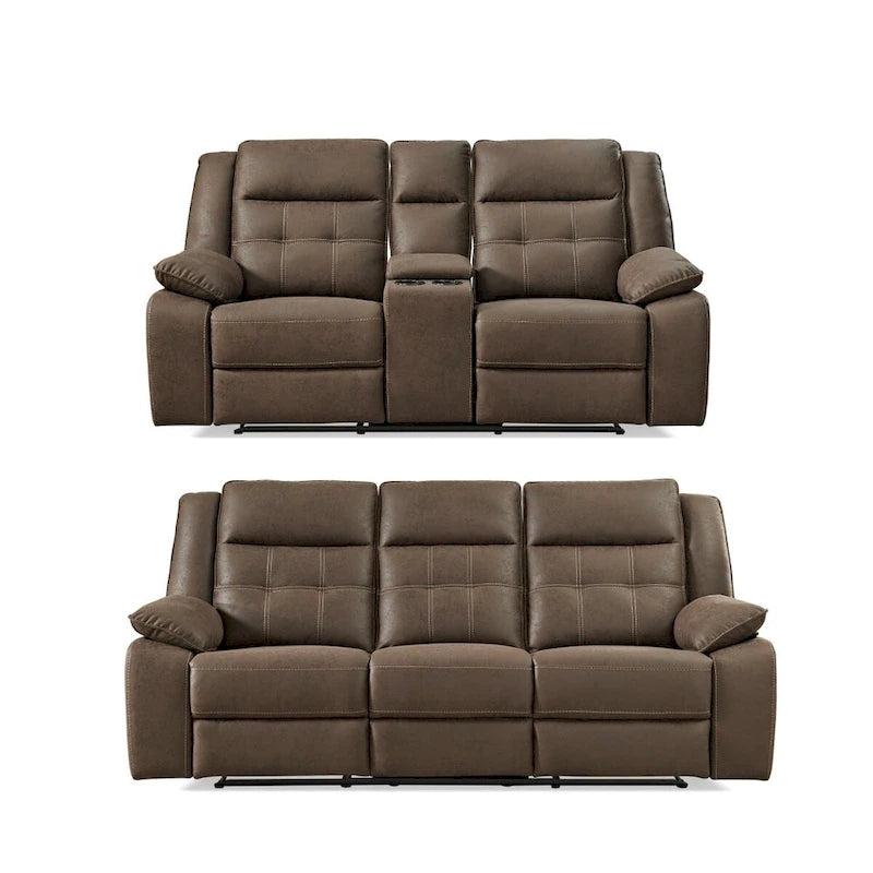 Lesley 2-Piece Living Room Reclining Set, Brown