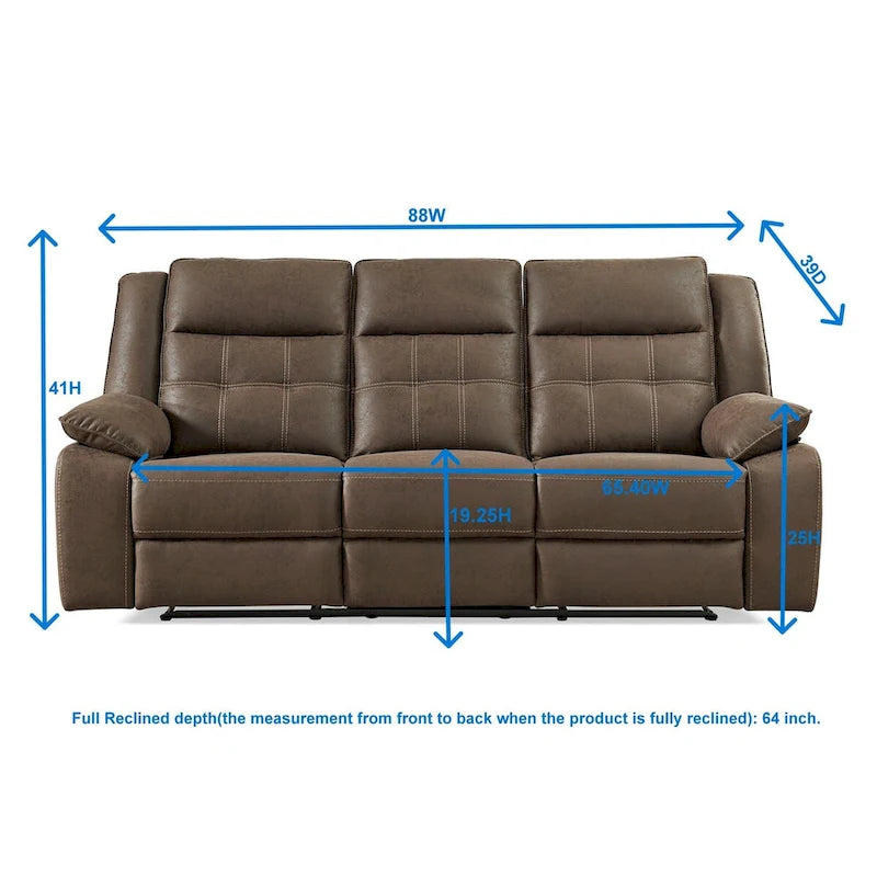 Lesley 2-Piece Living Room Reclining Set, Brown