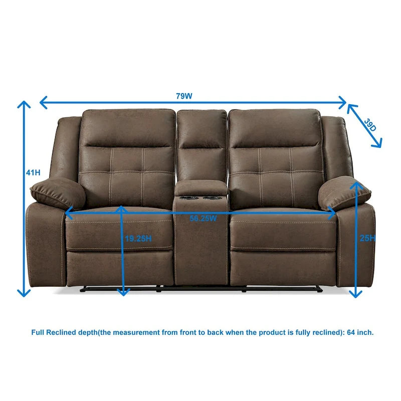 Lesley 2-Piece Living Room Reclining Set, Brown