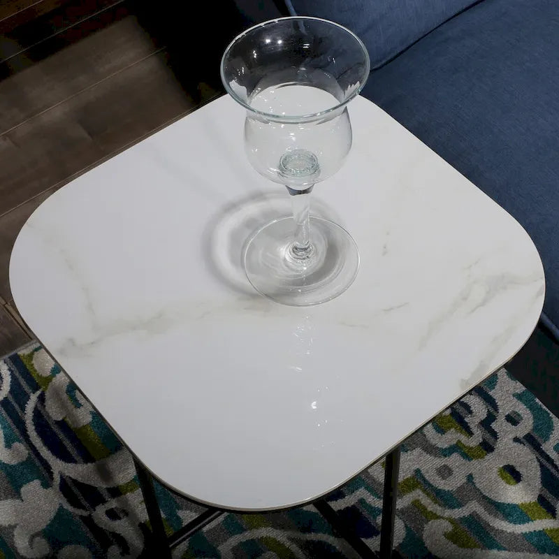 Lotus 3 Pieces White Ceramic Top Coffee Table Set - 15.75*47*23 inches