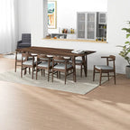 Avondale Mid Century Modern Solid Wood 9 Piece Comfy Dining Room Set