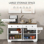 Farmhouse Buffet Cabinet with 2 Drawers and Adjustable Shelves - N/A