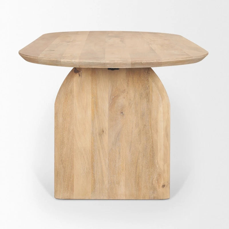Isla Oval Dining Table w/Light Brown Wood Top & Arched Legs - 86.5L x 39.0W x 30.0H