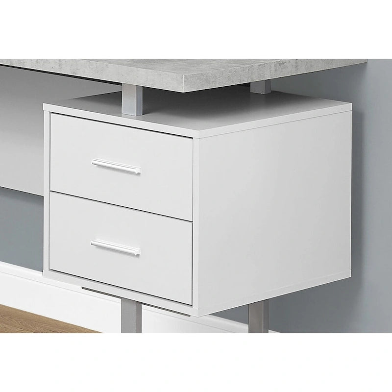 71 Grey L-Shape Computer Desk With Three Drawers