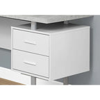 71 Grey L-Shape Computer Desk With Three Drawers