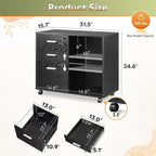 3-Drawer Wood File Cabinet with Lock - 15.7D x 31.3W x 24.7H