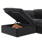 L-shape Linen Multiple Cushions Sofa Upholstered Sectional Sofa with Storage Ottoman