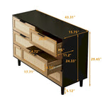 Accent Storage Cabinet 6-drawers Rattan dresser Rattan Drawer