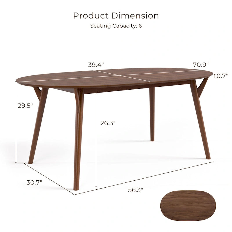 Furniture of America Beau II Mid-century Walnut 7-Piece Dining Table Set