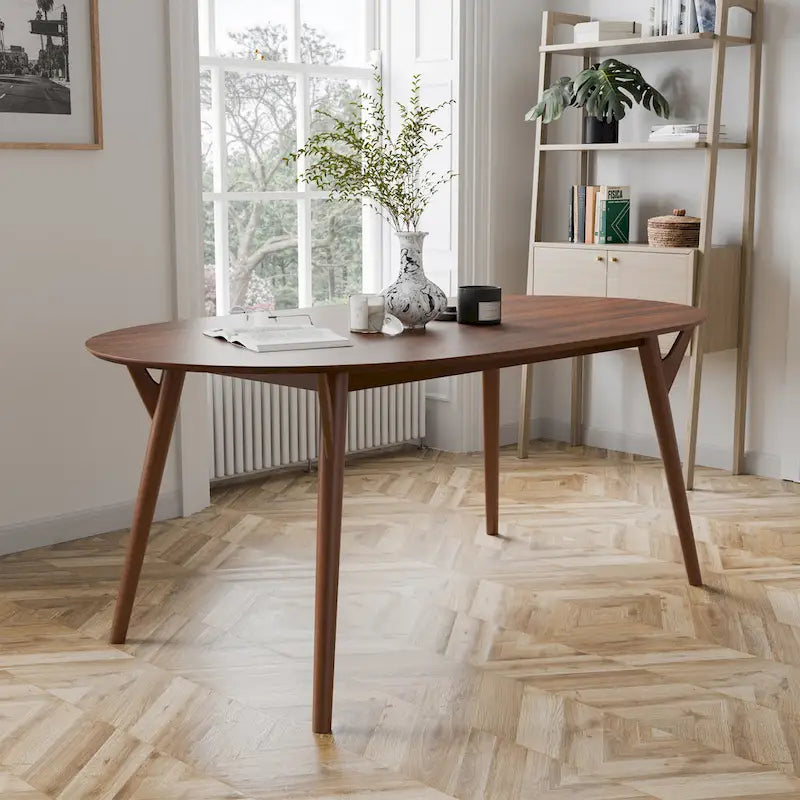 Furniture of America Beau II Mid-century Walnut 7-Piece Dining Table Set