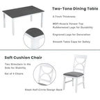 6-Piece Wood Dining Table Set Kitchen Table Set with Upholstered Bench and 4 Dining Chairs