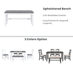 6-Piece Wood Dining Table Set Kitchen Table Set with Upholstered Bench and 4 Dining Chairs