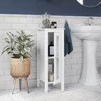 RiverRidge Prescott Single Door Narrow Bathroom and Laundry Storage Cabinet and Organizer with Adjustable Shelves - White