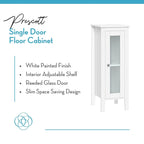 RiverRidge Prescott Single Door Narrow Bathroom and Laundry Storage Cabinet and Organizer with Adjustable Shelves - White