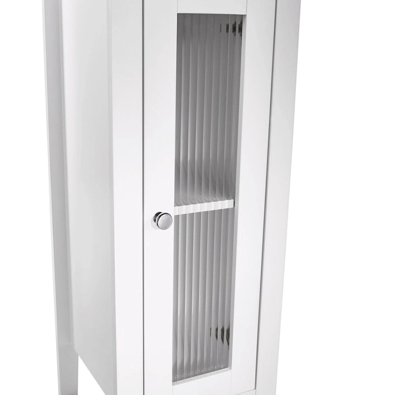 RiverRidge Prescott Single Door Narrow Bathroom and Laundry Storage Cabinet and Organizer with Adjustable Shelves - White