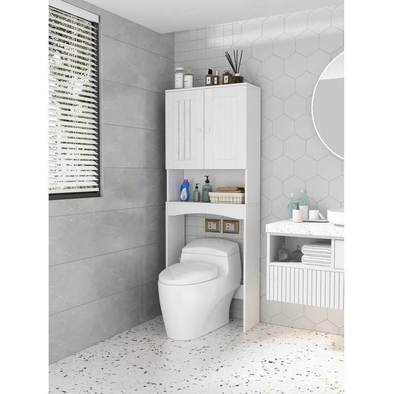 Home Bathroom Shelf Over-The-Toilet, Bathroom Storage Cabinet Organizer Space Saver