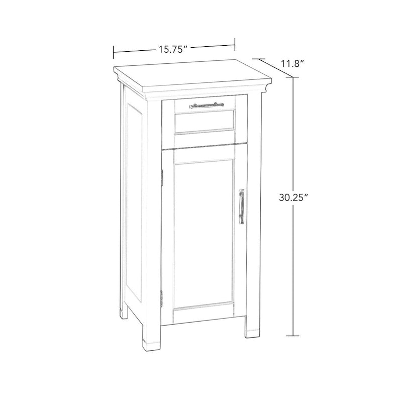 RiverRidge Somerset Single Door Bathroom and Laundry Storage Cabinet with Drawer and Adjustable Shelf - White