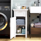 RiverRidge Somerset Single Door Bathroom and Laundry Storage Cabinet with Drawer and Adjustable Shelf - White