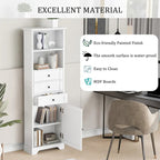 10 in. W x 22 in. D x 68.3 in. H White MDF Linen Cabinet with 3 Drawers and Adjustable Shelves