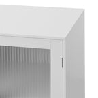 Modern Wood Bathroom Cabinet with 2 Glass Doors and Adjustable Shelf